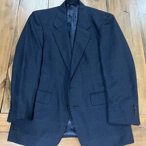 Vintage ‘90s Ottimo Glen Plaid Sport Coat, Size 38R, Navy Blue